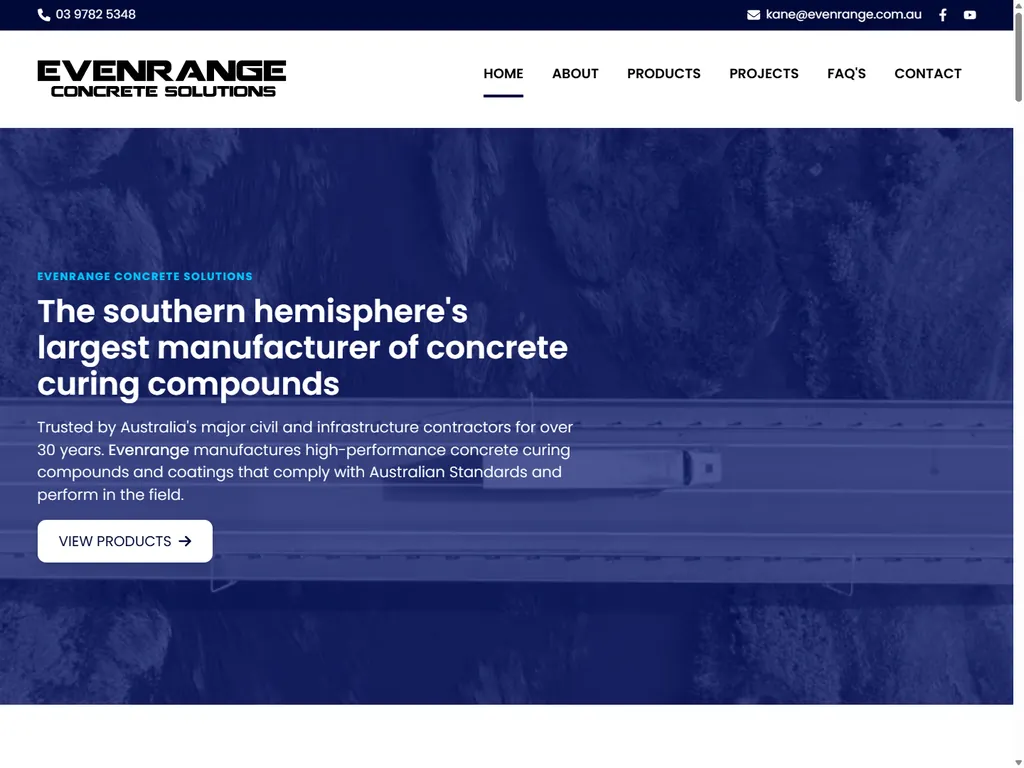 Evenrange Concrete Solutions website, home page
