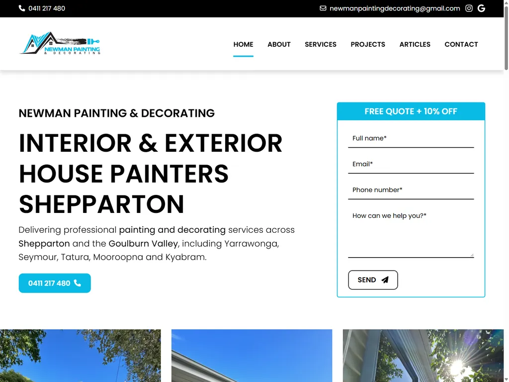 Newman Painting & Decorating website, home page