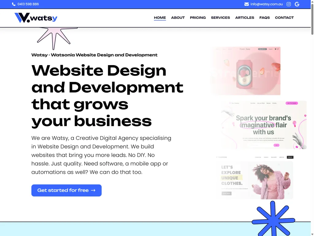 Watsy website, home page